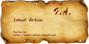 Inhof Árkos névjegykártya
